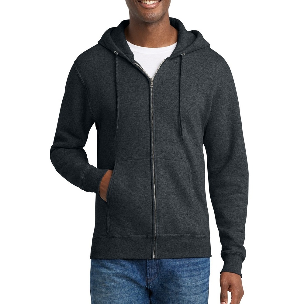 Port & Company NWOT SMALL Zip Up Hoodie Dark Heather Grey Core Fleece PC78H